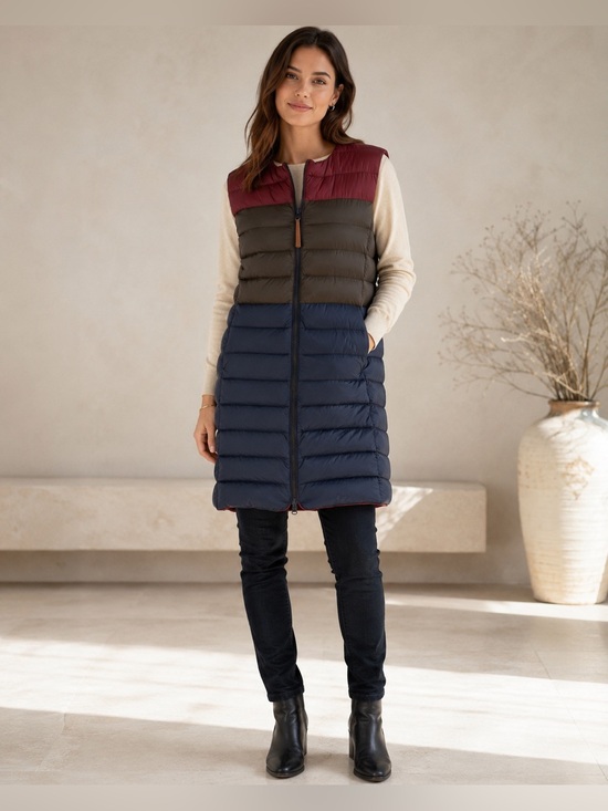 Maliparmi Jackets & Blazers - Maliparmi Reversible Long Puffer Vest Women’s 42 Navy Colorblock Lightweight S
